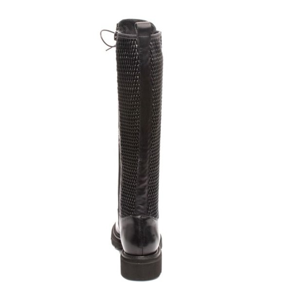 Luca Grossi 842b ITALIAN Black Leather Stretch Fur Lace Zip Knee-High Boot - Picture 5 of 9